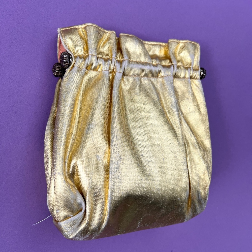 Vintage 50s Gold Lame Kisslock Pouch Clutch